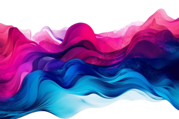 Horizontal artistic colorful abstract wave transparent background. Generative AI
