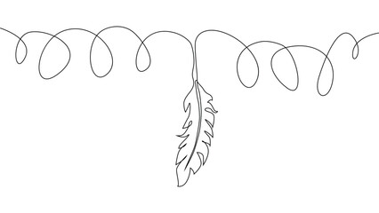 Self-drawing of continuous drawing of one line of feathers