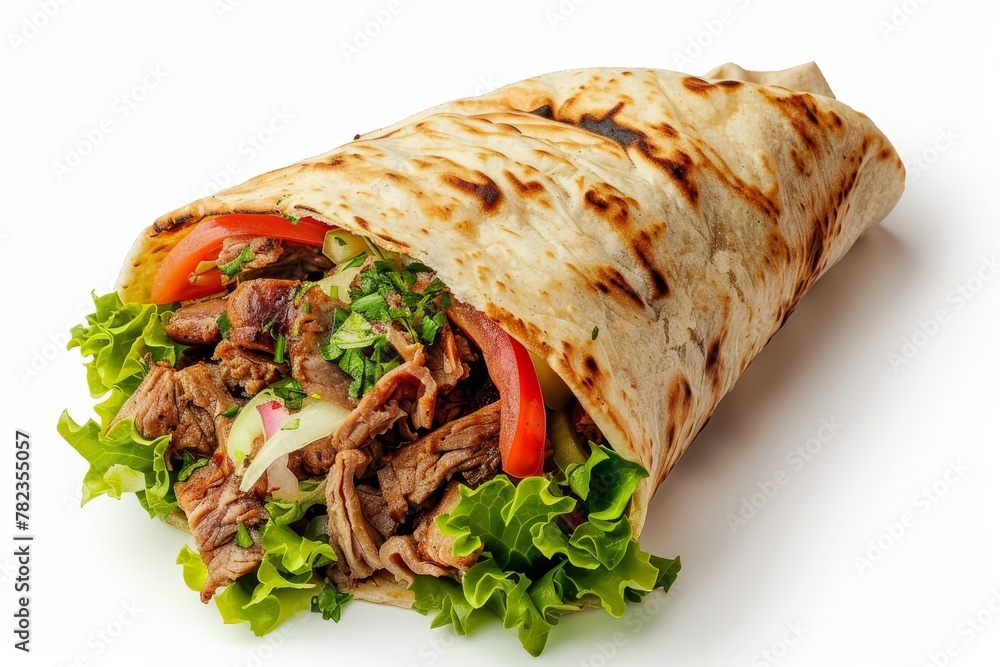 Canvas Prints Doner kebab or shawarma on white background