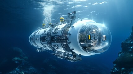Embark on deep-sea exploration adventures aboard a modern submarine, delving into the mysteries and wonders hidden beneath the ocean's surface.

