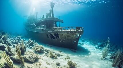 Embark on an underwater adventure exploring a shipwreck, uncovering its mysteries, and conducting a thorough investigation of the submerged vessel.

