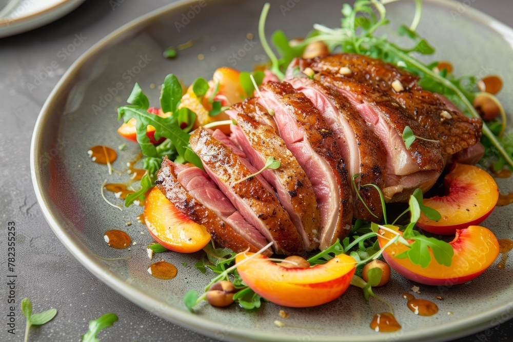 Canvas Prints Duck breast with peaches