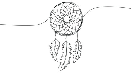 Self draw continuous line dream catcher mystery symbol