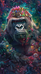 Gorila psicodélico  - obrazy, fototapety, plakaty