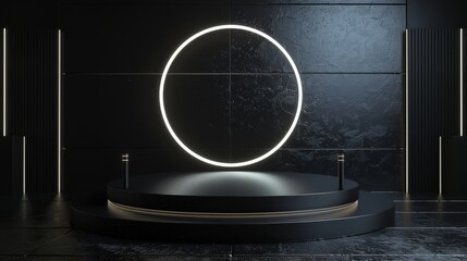 Round Mirror on Black Table