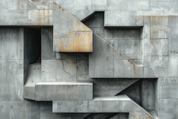 A detailed close-up of a concrete structure highlighting sharp angles and a minimalist design approach