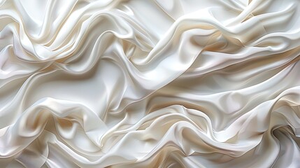 Organic fabric ribbon cascades in an artful border pattern, set on a serene white backg