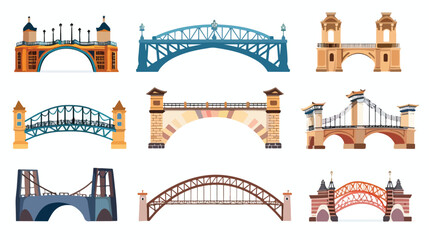 Bridge icon set. Cartoon set of bridge vector icons