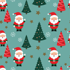 ChristmasSantaCartoonSeamlessPattern