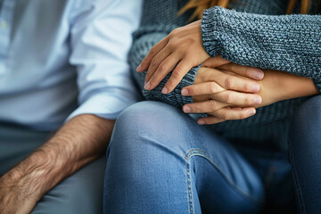 Close-up of a comforting hand gesture