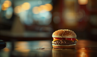 A burger on the table