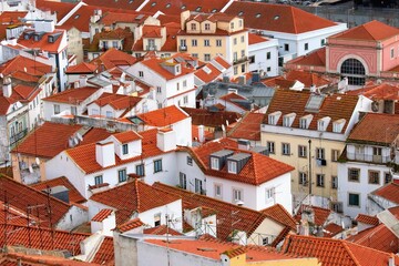Lisboa, Portugal. Aerial view on the centre of historical district Alfama.