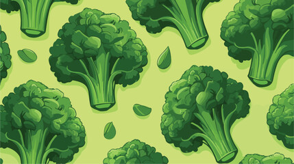 Broccoli seamles pattern background vector 2d flat - obrazy, fototapety, plakaty