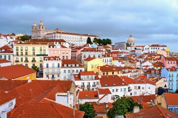 Fototapeta na wymiar Lisboa, Portugal. Aerial view on the centre of historical district Alfama.
