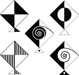 black and white color Kites 