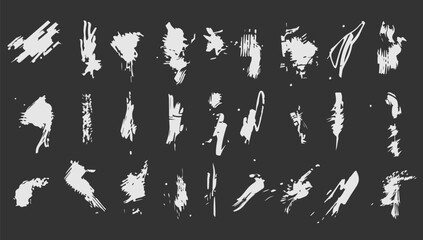 Abstract brush stroke black vector set illustration. Paint grunge shape and texture design graphic design. Line splash drawing template and decoration collection