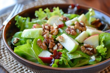 Salad with lettuce apple and walnuts