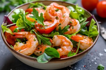 Shrimp salad with greens and tomatoes a light and nutritious meal