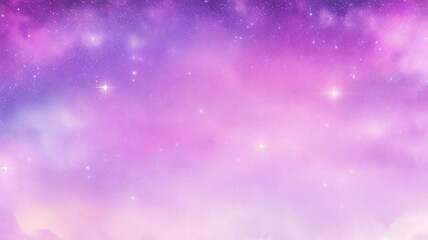 Obraz premium Kawaii Fantasy Pastel Colorful Sky with Clouds and Stars Background in Paper Cut and Paste Style 