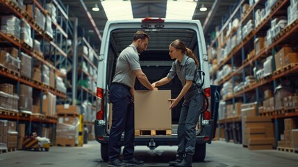 Warehouse Workers Loading a Van
