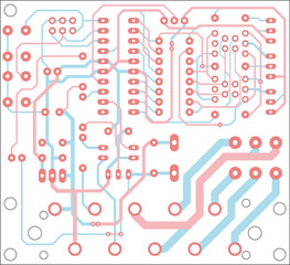 
Tracing the conductors of the printed circuit board
of electronic device. Vector engineering 
drawing of pcb design. Electric background.