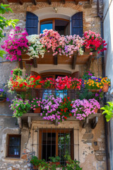 Italian Petunia Balcony - Colorful Summer Scene 