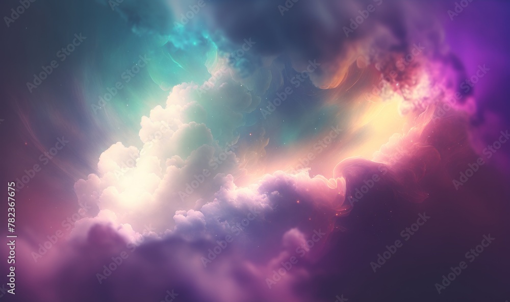 Poster eerie, dreamy background with soft colors and professional color grading, with copy space generative