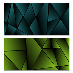 Abstract polygonal pattern. Set of two dark gradient polygonal backgrounds. Background design, cover, postcard, banner, wallpaper