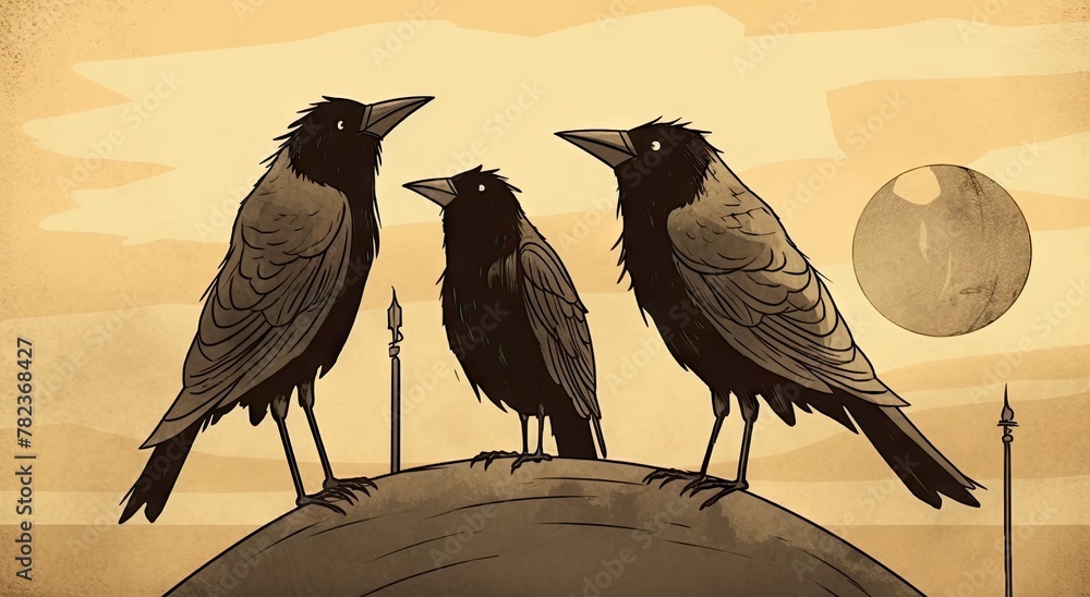 Poster stylized crows with antennae generative ai