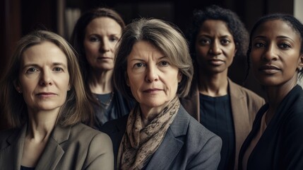 Obraz premium Diverse Women in Mid-Career: Office Scene Generative AI