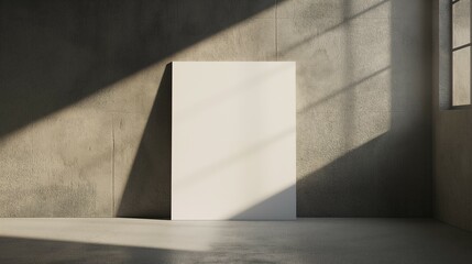 Mockup canvas, blank screen canvas, background standing on the wall, light and shadow, 3d