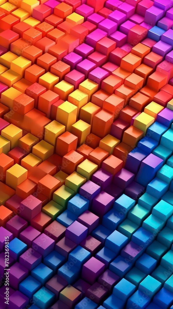 Poster Mesmerizing Array of Vibrant Metallic Cubes Generative AI