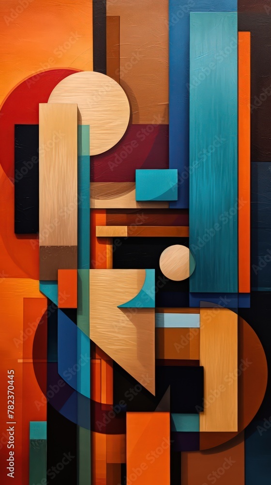 Poster Vibrant Abstract Composition with Intersecting Planes Generative AI