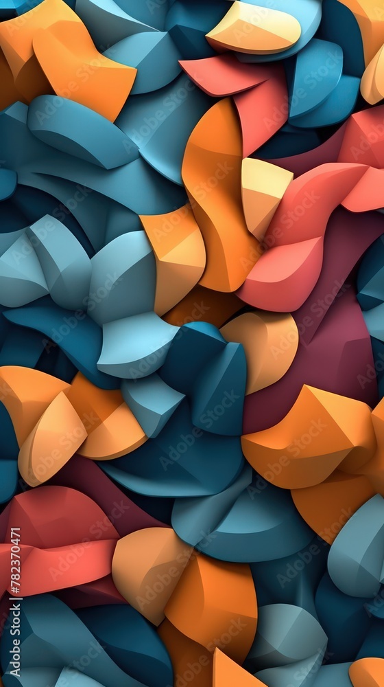 Poster vibrant abstract composition with fragmented shapes generative ai