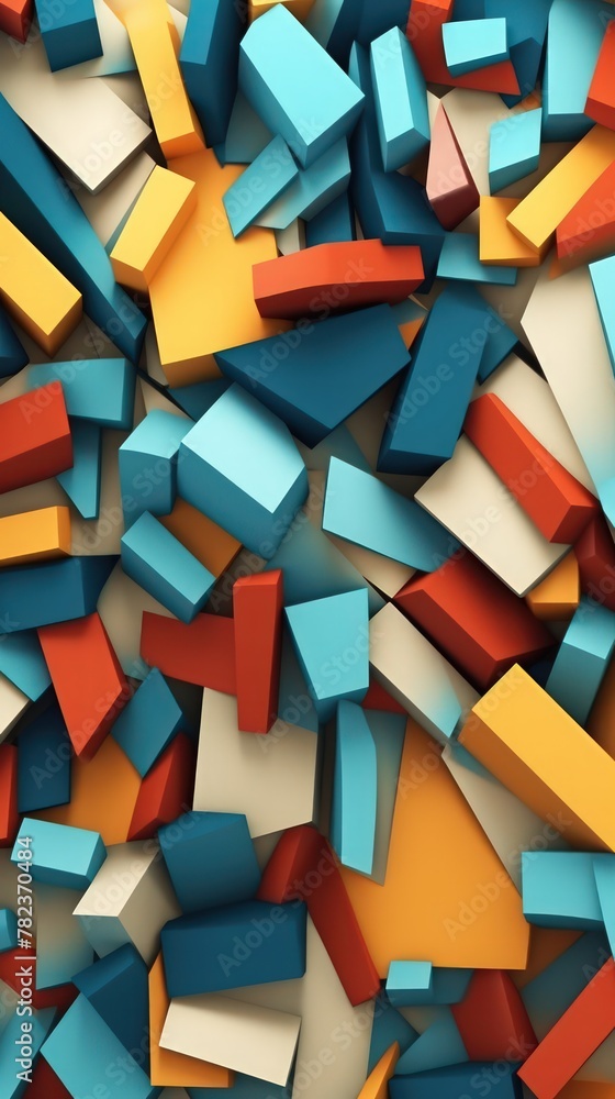 Poster Vibrant Abstract Artwork with Fragmented Shapes Generative AI