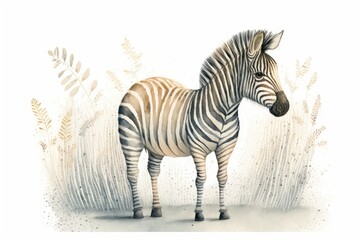 Fototapeta na wymiar Whimsical Watercolor Zebra Illustration Generative AI