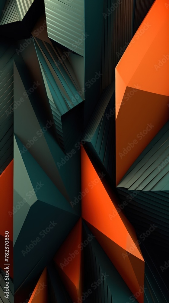 Poster vibrant abstract composition with angular motifs generative ai