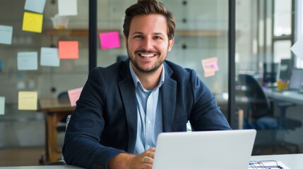 Smiling Professional at His Desk