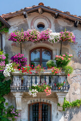 Italian Petunia Balcony - Colorful Summer Scene 