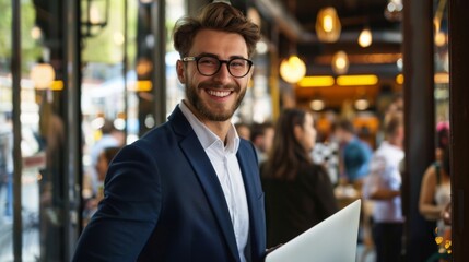 Smiling Professional with Laptop