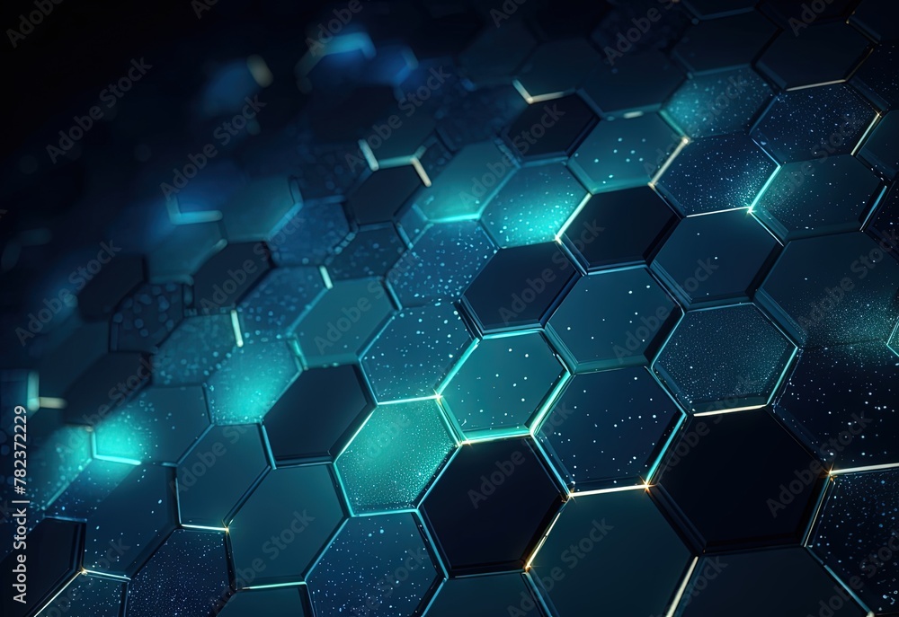 Poster futuristic hexagon lighting design generative ai