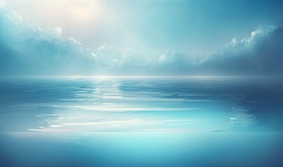 Serene Blue Landscape with Still Water Generative AI