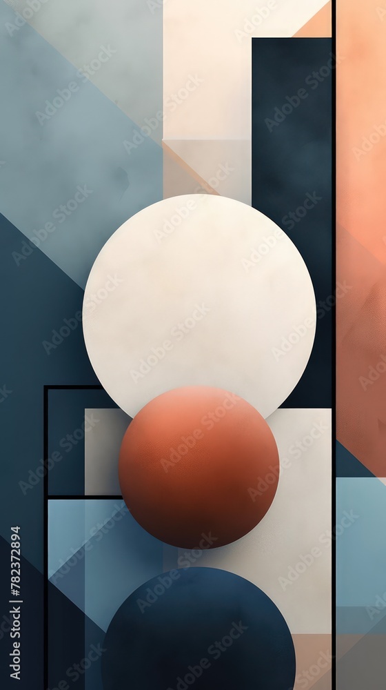Poster serene minimalist geometric composition generative ai
