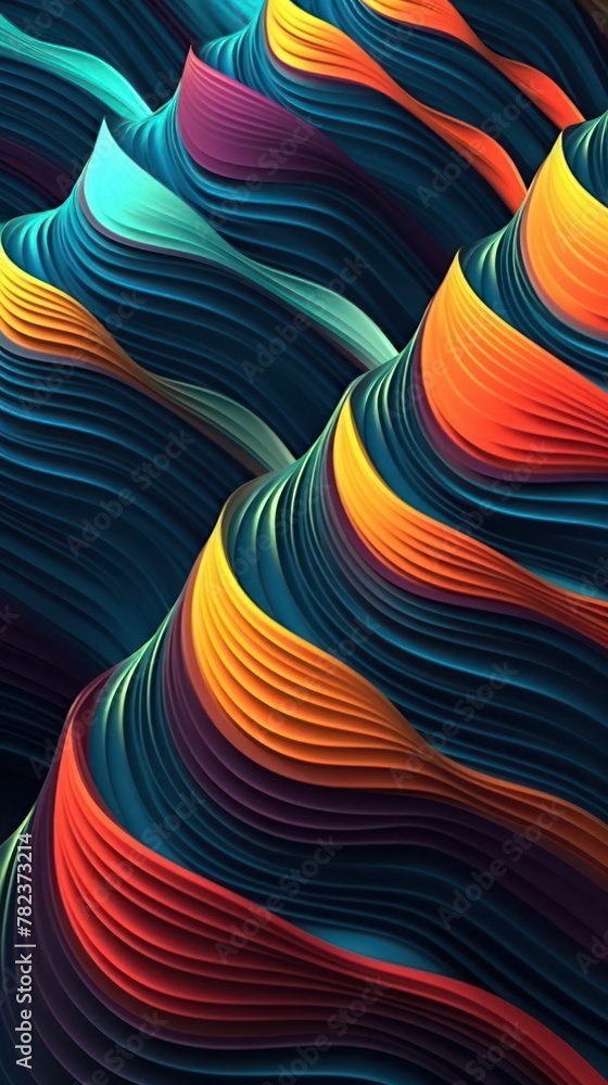 Poster dynamic abstract artwork with interlacing shapes generative ai