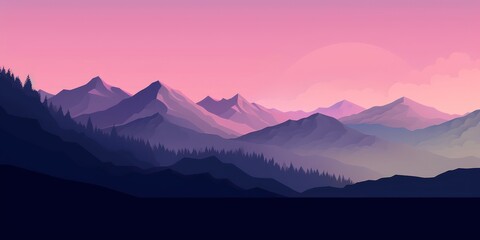 Serene Mountain Landscape in Neo-Geo Minimalist Style Generative AI