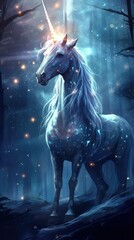 Obraz na płótnie Canvas Enchanting Unicorn Gazing at Starry Night Sky Generative AI
