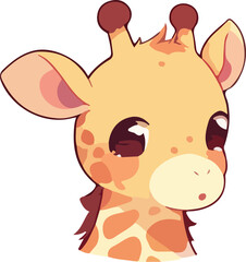 Cute Cartoon Kawaii Style Giraffe Illustration in Vector