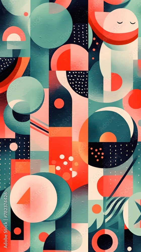 Poster Vibrant Abstract Artwork with Playful Shapes Generative AI