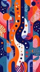 Vibrant Abstract Composition with Playful Shapes Generative AI