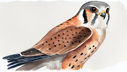 Whimsical Watercolor Painting of Adorable American Kestrel Generative AI - obrazy, fototapety, plakaty